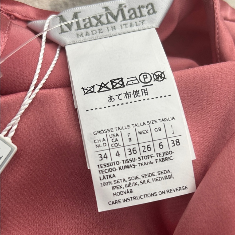NWT MaxMara Classic Pink Silk Blouse - Picture 6 of 9